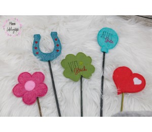 Stickserie ITH - 17 Blumenstecker Glückwünsche